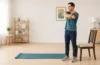 Beginner performing a bodyweight workout at home