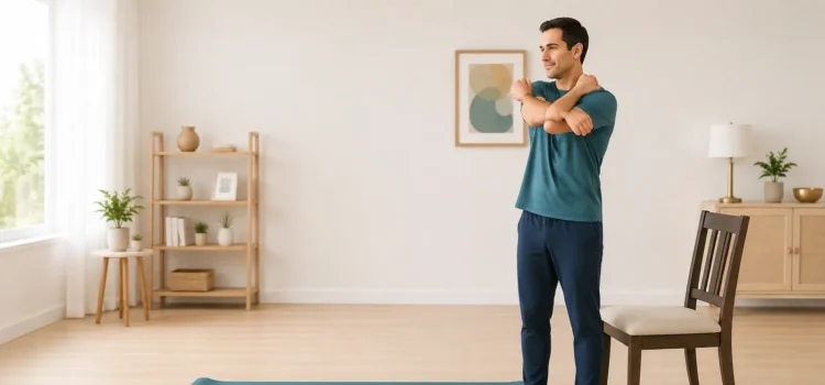 Beginner performing a bodyweight workout at home
