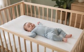 Baby sleeping safely on their back in an empty crib