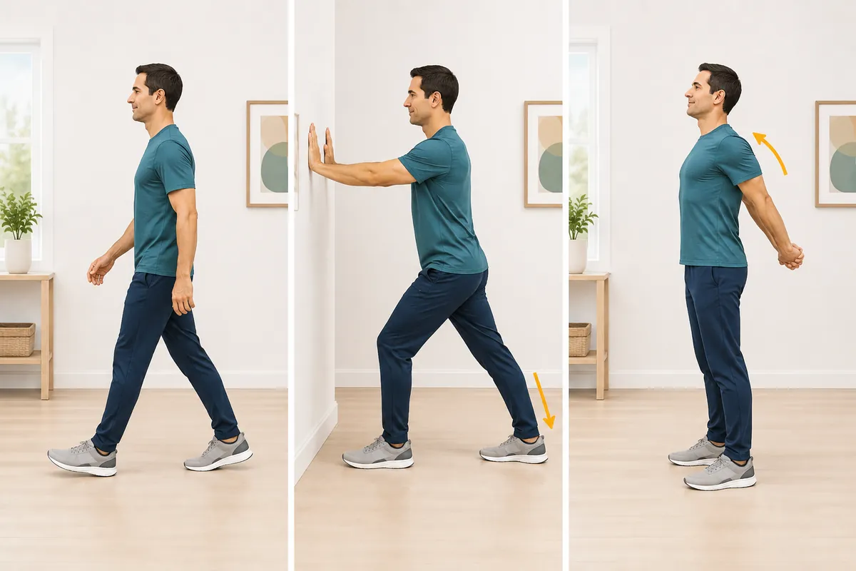 Gentle walking, calf stretch and shoulder movement after calisthenics