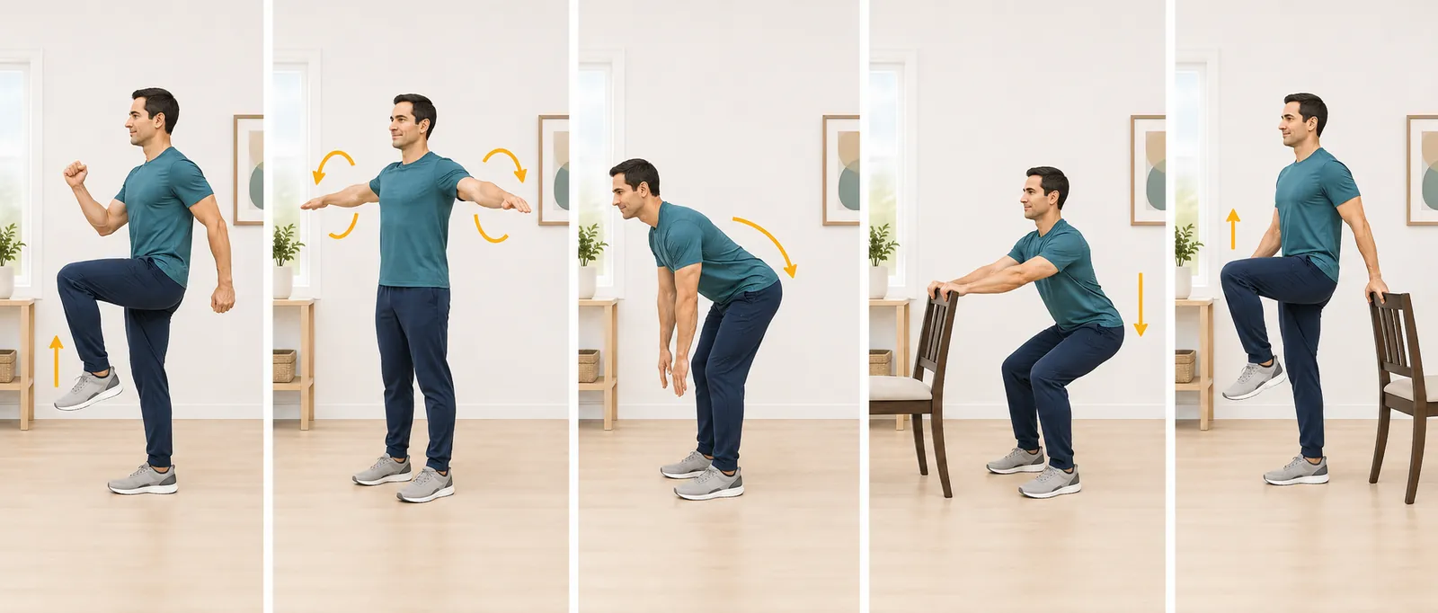 Five-minute beginner calisthenics warm-up movements