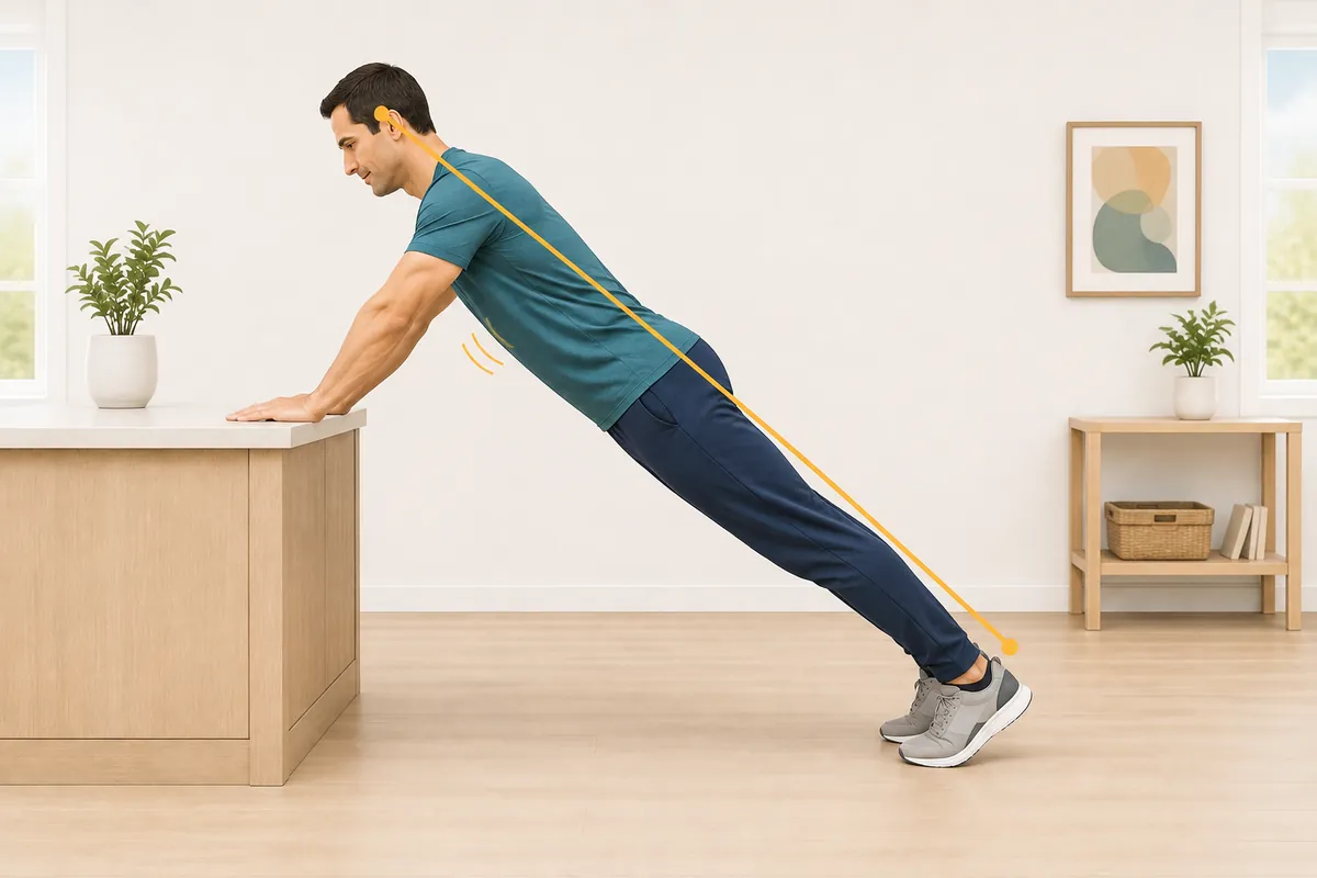 Beginner incline plank with straight body alignment
